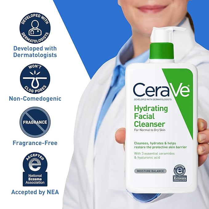 CeraVe- Hydrating Facial Cleanser 562ml Original KSA – Deeply Moisturizing Cleanser for Healthy and Glowing Skin